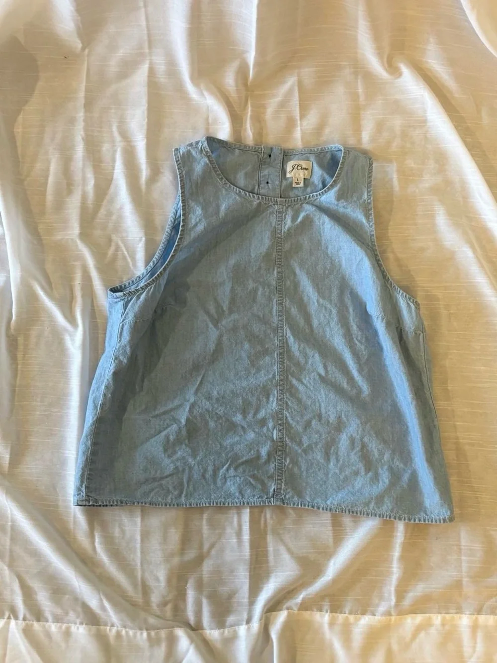 J. Crew 100% Cotton Chambray Button Back Tank Size Large